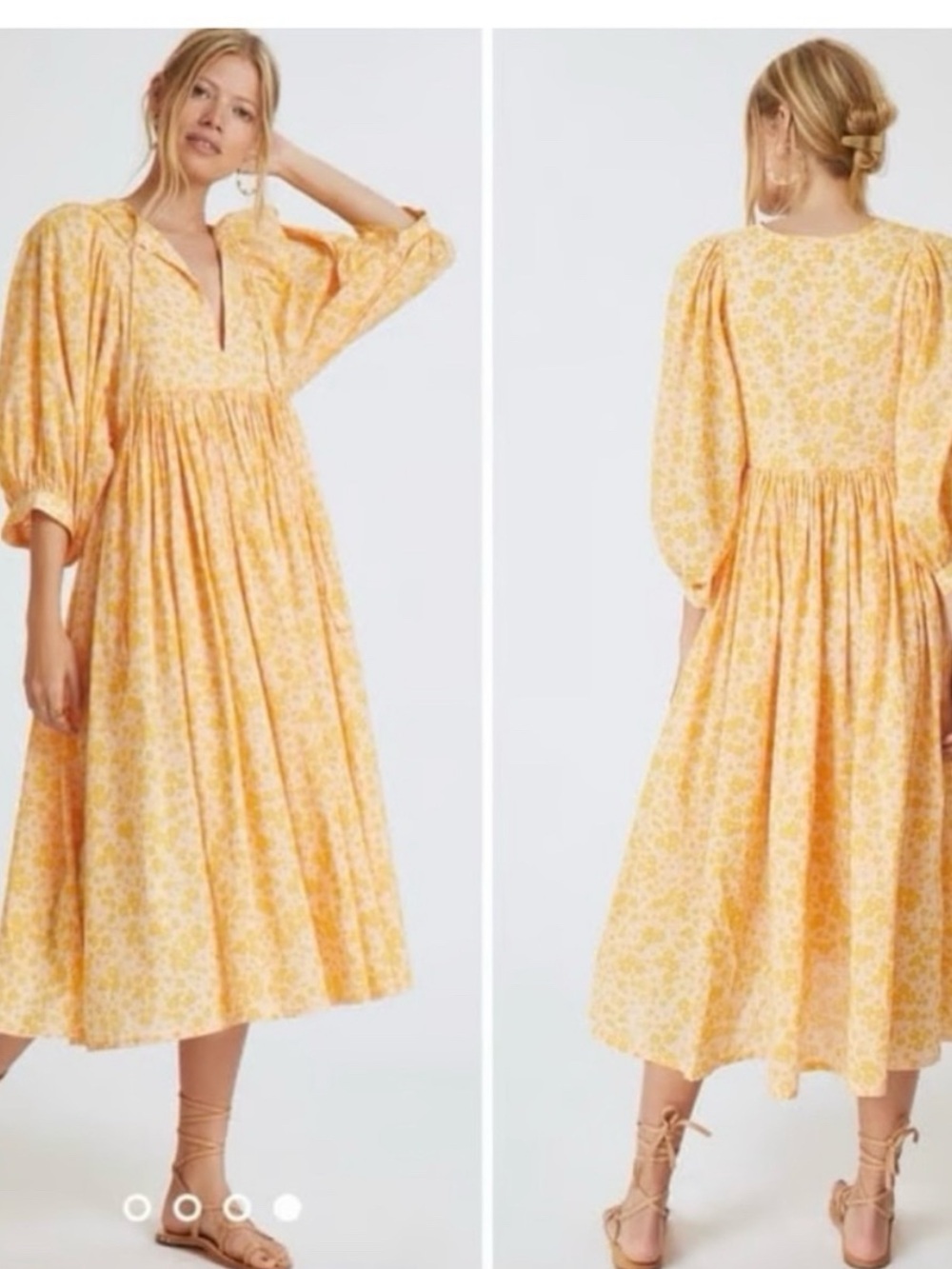 Sundry Yellow Floral Midi Dress